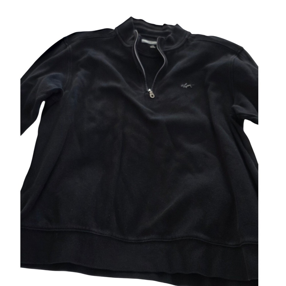 Greg Norman Mens Black 1/4 Zip Shark Logo Pullover Sweatshirt Size L